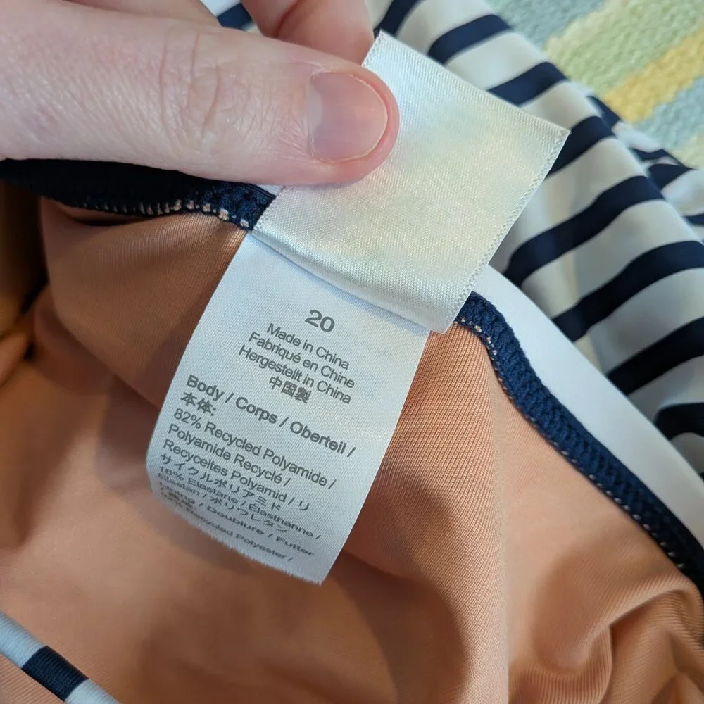⭐ J. Crew Bandeau One-piece striped swimsuit size 20